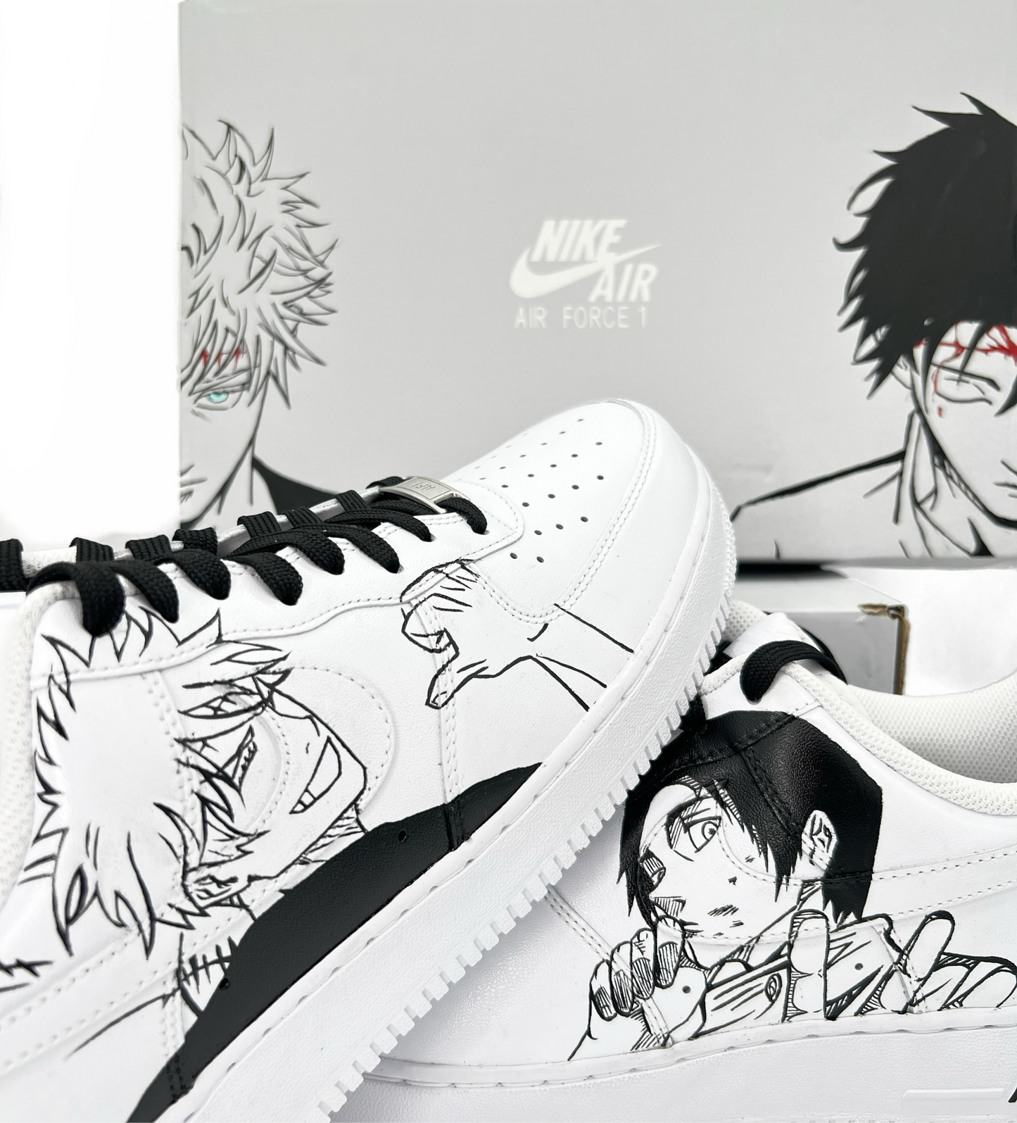 Custom Hand-Painted Sneakers – Gojo Satoru & Yuta Okkotsu (Jujutsu Kaisen Inspired)
