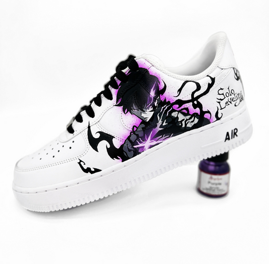 Custom Hand-Painted Sneakers – Sung Jin-Woo & Beru (Solo Leveling Inspired)